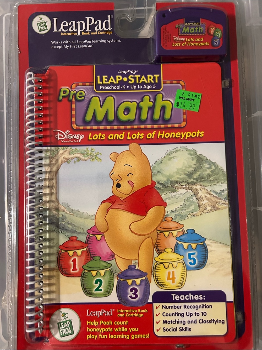LeapPad interactive book and cartridge. Disney Pooh bear pre-math.